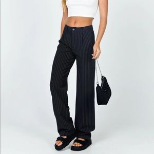 Princess Polly Titius Pant Navy Blue tailored striped tailored trousers